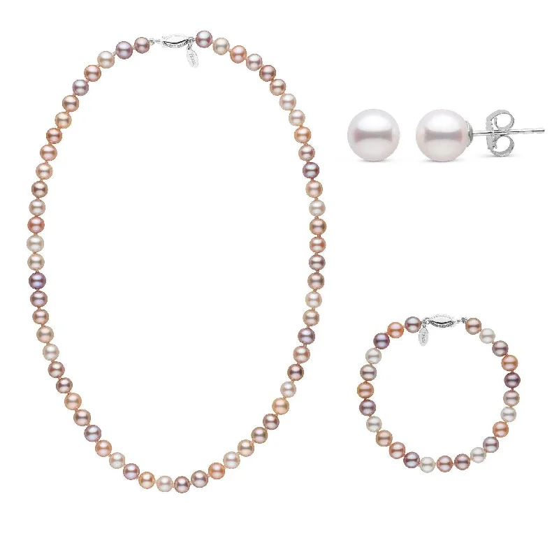 Shop Modern Jewelry Collections With Exclusive Discounts 18 Inch 3 Piece Set of 6.5-7.0 mm Freshadama Multicolor Freshwater Pearl