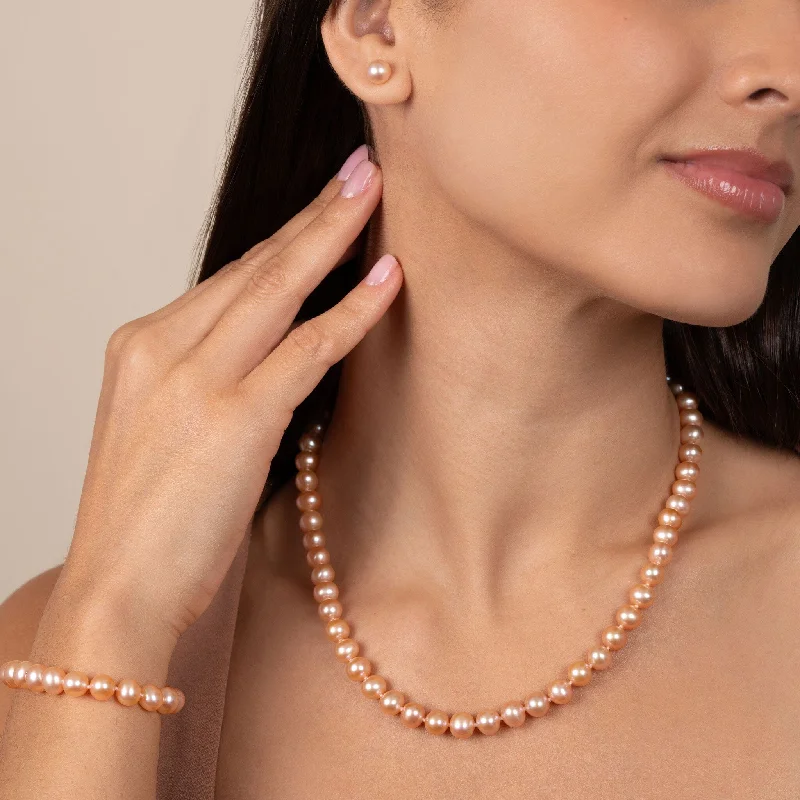 Special Jewelry Deals – Upgrade Your Collection 18 Inch 3 Piece Set of 7.5-8.0 mm AA+ Pink Freshwater Pearls