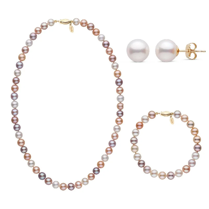 Breathtaking Jewelry, Breathtaking Prices 18 Inch 3 Piece Set of 7.5-8.0 mm Freshadama Multicolor Freshwater Pearl