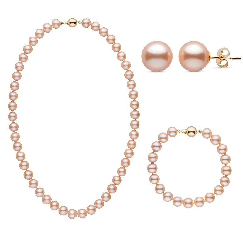 Unmissable Discounts On Timeless Jewelry Pieces 18 Inch 3 Piece Set of 8.5-9.0 mm AAA Pink to Peach Freshwater Pearls