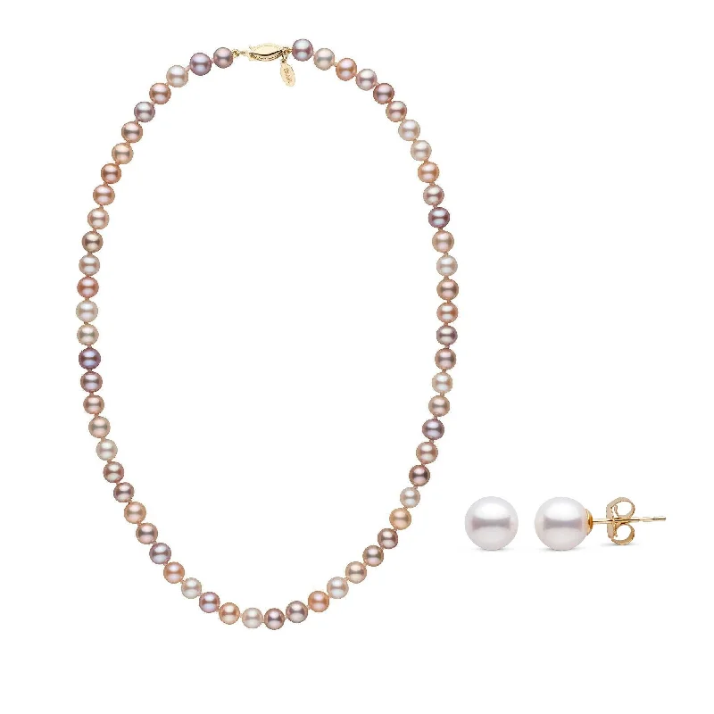 Timeless Elegance Now At Special Discounts 18 Inch 6.5-7.0 mm Multicolor Freshadama Pearl Necklace and Earring Set