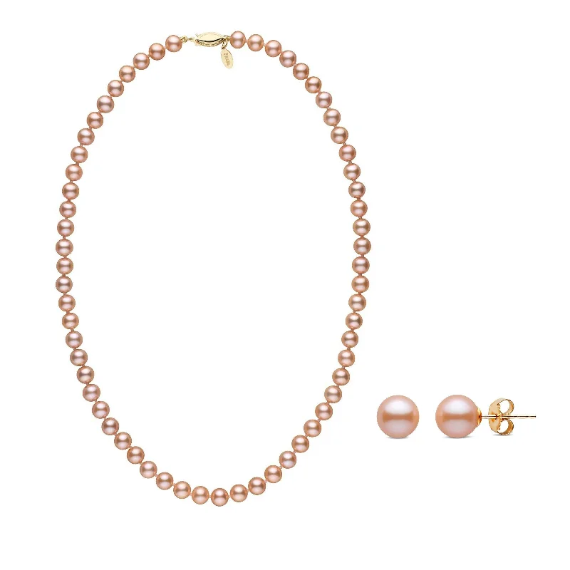 Trending Jewelry Now Available At Exclusive Prices 18 Inch 6.5-7.0 mm Pink Freshadama Pearl Necklace and Earring Set