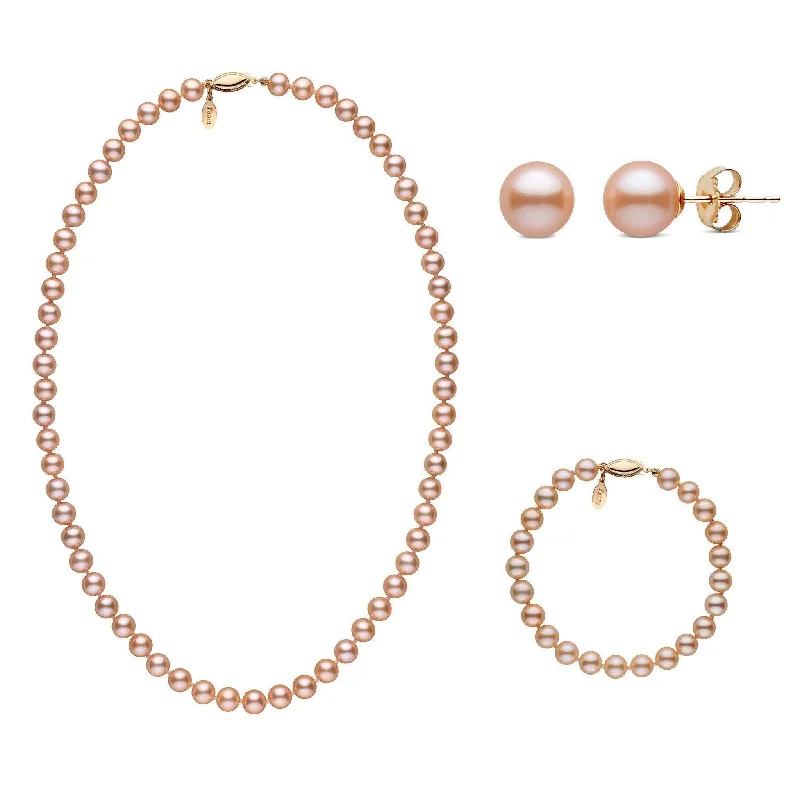 Final Call For Exquisite Jewelry At Reduced Rates 18 Inch 6.5-7.0 mm Pink to Peach Freshadama Freshwater Pearl Set