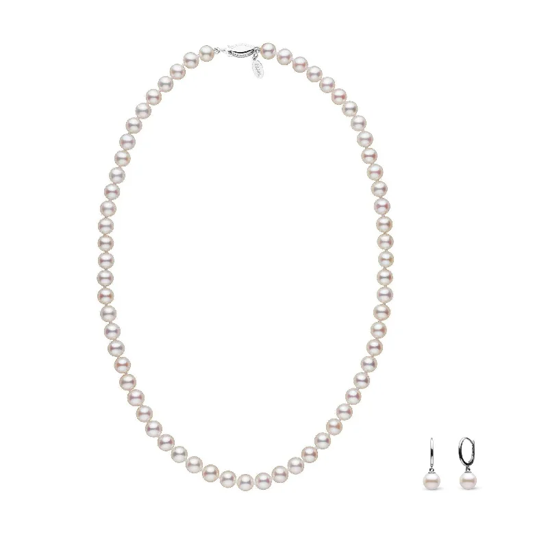 Exclusive Jewelry Bundles At Discounted Rates 18 Inch 6.5-7.0 mm White Freshadama Freshwater Pearl Necklace with Dangle Earrings