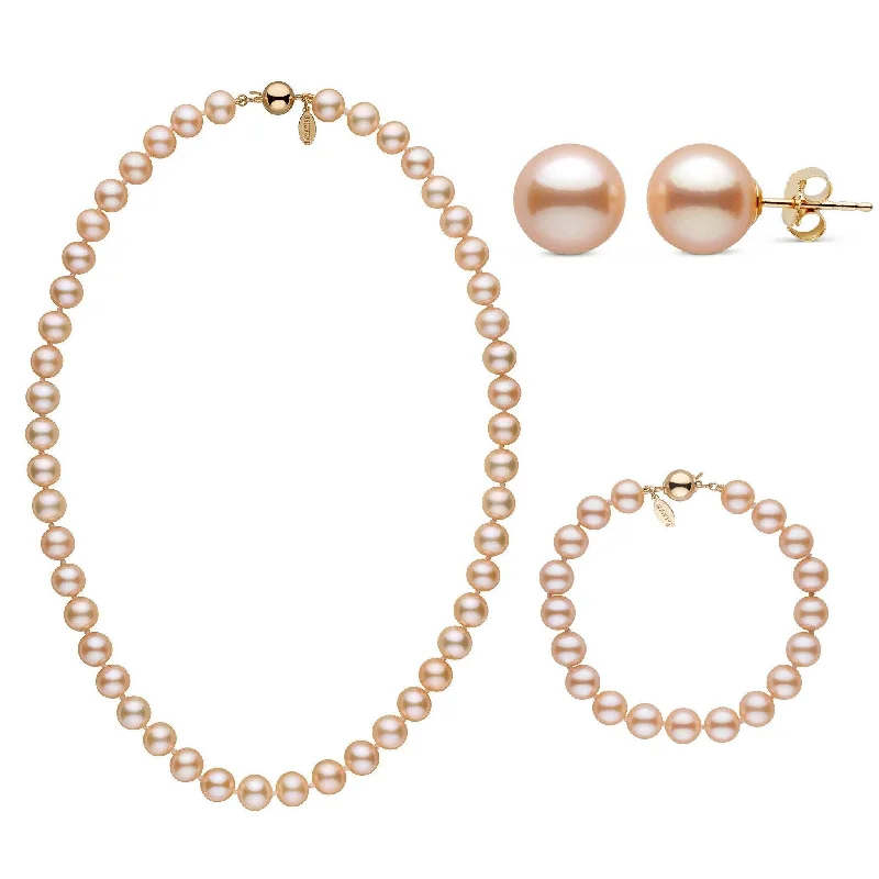 The Biggest Jewelry Sale Of The Year Is Here 18 Inch 3 Piece 8.5-9.0 mm Pink to Peach Freshadama Freshwater Pearl Set