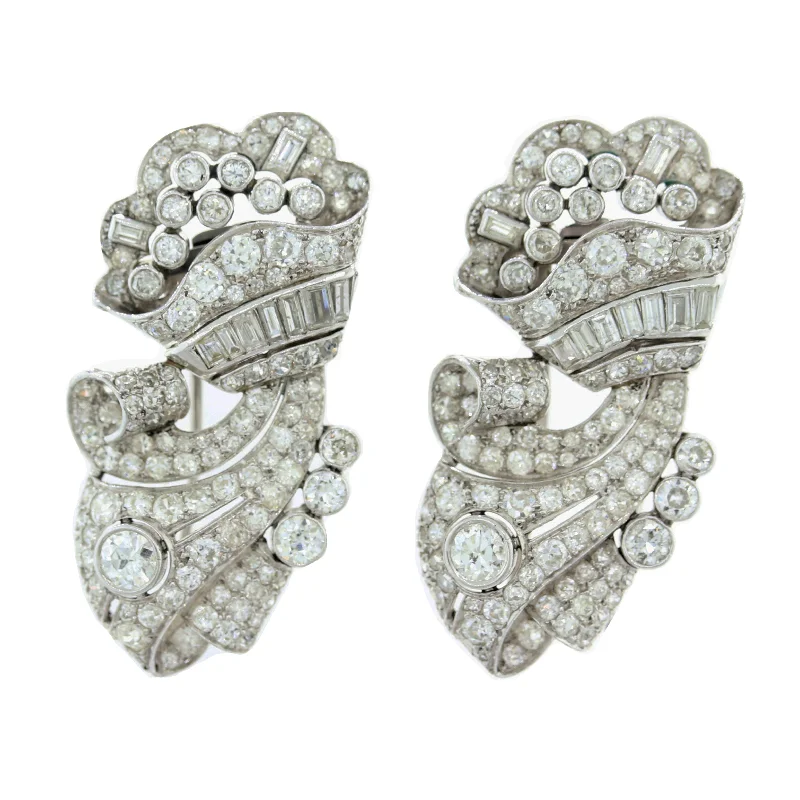 Shine In Style – Shop Jewelry Discounts Today 1930's Antique Art Deco Platinum 11ctw Diamond Matching Clips