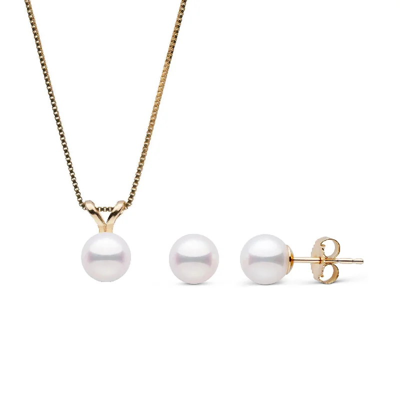 Stunning Statement Jewelry, Unbeatable Discounts 6.0-6.5 mm Akoya Pearl Unity Collection Pendant and Earrings Set