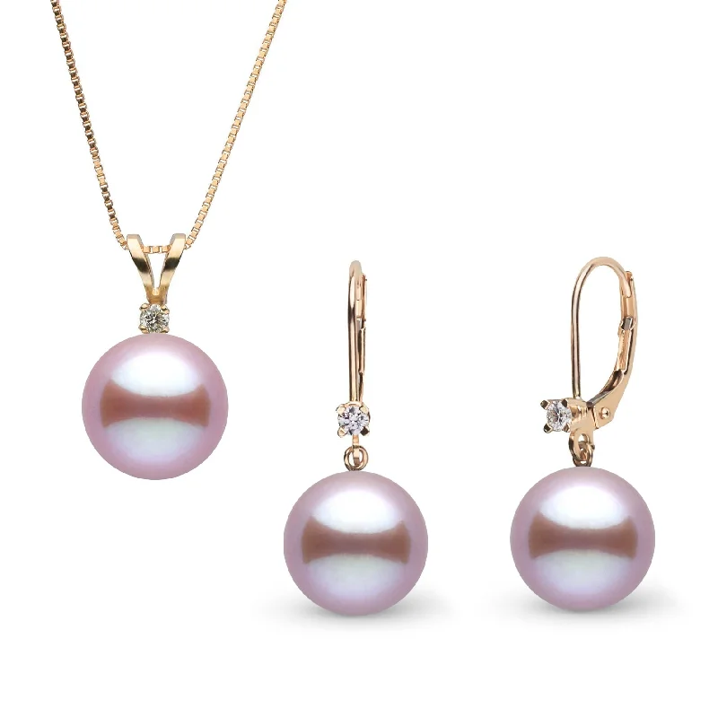 Limited-Time Offer On Premium Jewelry Collections 8.5-9.0 mm Lavender Freshadama Pearl and Diamond Harmony Pendant and Earrings Set