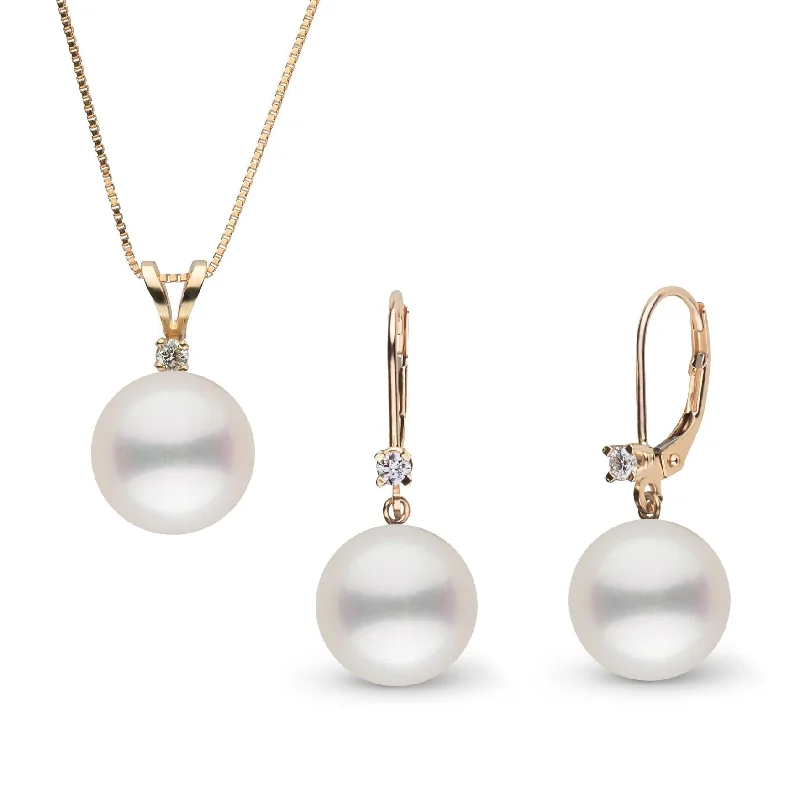 Flash Sale On Elegant Jewelry – Don't Miss Out 8.5-9.0 mm White Freshadama Pearl and Diamond Harmony Pendant and Earrings Set