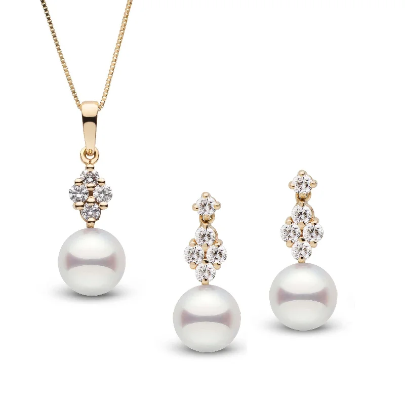 Don't Miss These Dazzling Jewelry Discounts 9.0-9.5 mm Akoya Pearl and Diamond Elegance Collection Pendant and Earrings Set