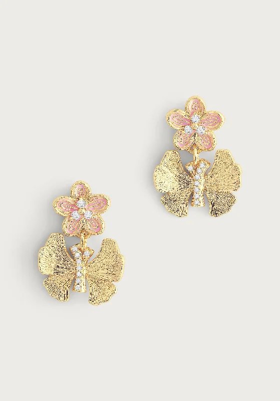 Sparkle For Less – Shop Our Limited-Time Jewelry Deals Butterfly With Enamel Flower Earrings