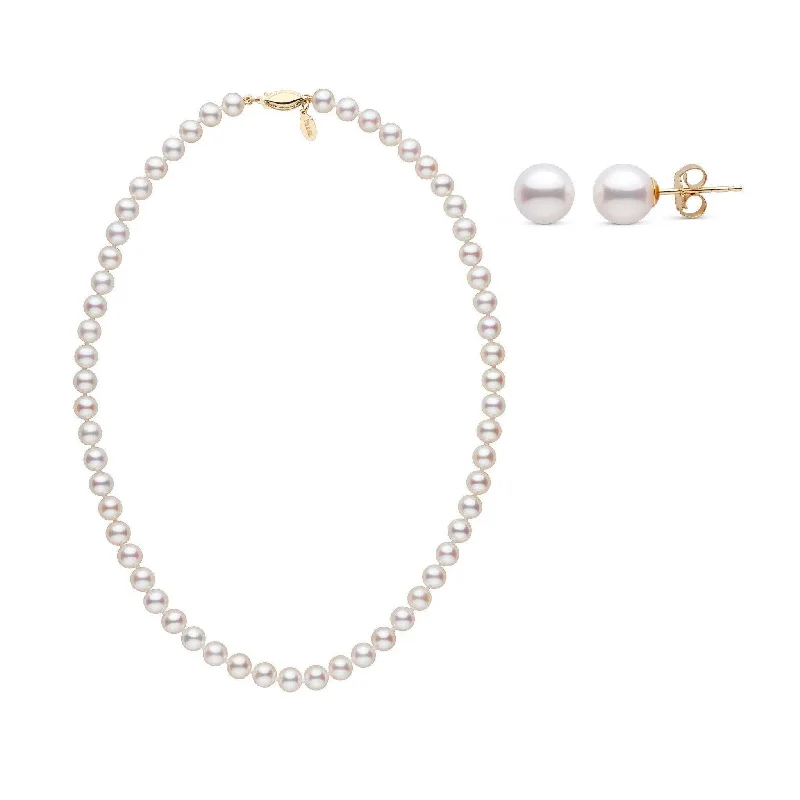 Limited-Time Offer On Elegant Jewelry Pieces 16 Inch 6.5-7.0 mm White Freshadama Freshwater Pearl Earrings and Necklace Set