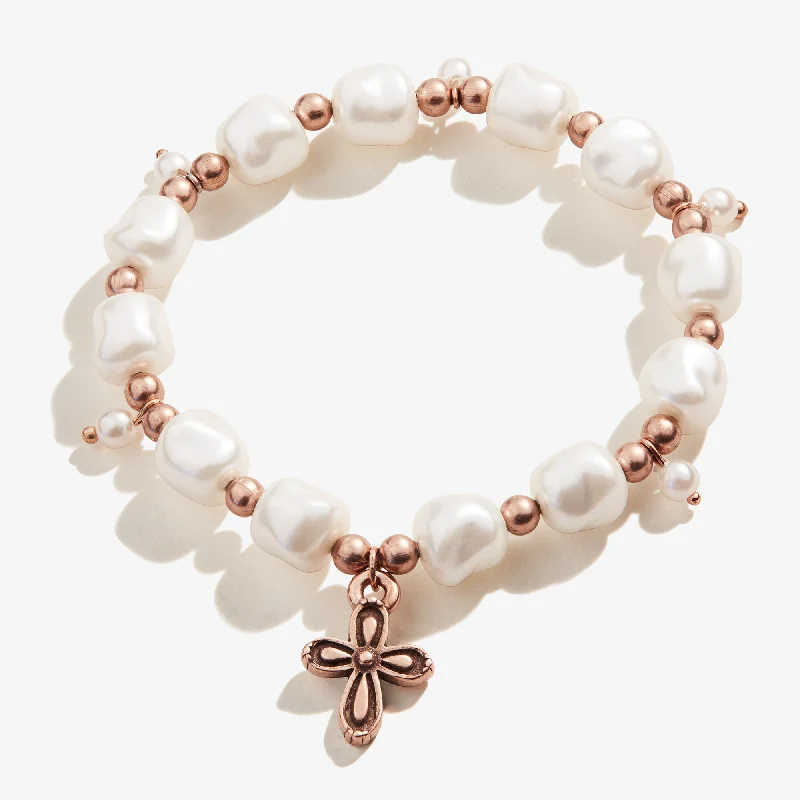 Exclusive Jewelry Markdowns – Limited-Time Offer Cross Pearl Stretch Bracelet