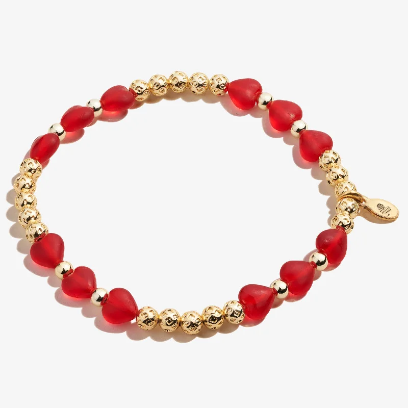 Special Offers On Handcrafted And Designer Jewelry Crystal Heart Stretch Bracelet, Red