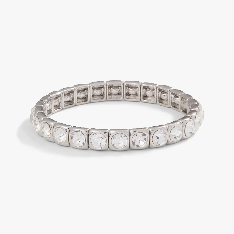 Exclusive Jewelry Sale – Shine For Less Crystal Stretch Bracelet, Clear Crystal