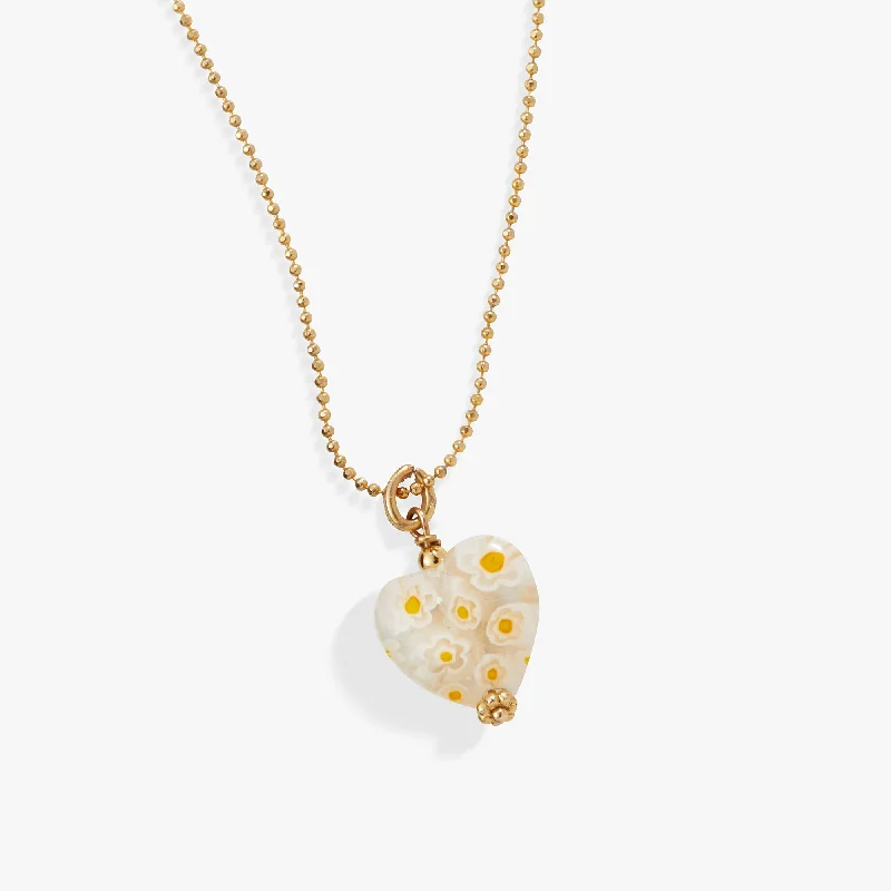 Grab Exquisite Jewelry At The Lowest Prices Daisy Heart Charm Necklace, Adjustable