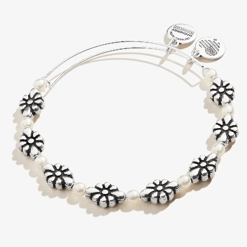 Chic, Trendy, And Affordable Jewelry Sale Daisy + Pearl Motif Charm Bangle