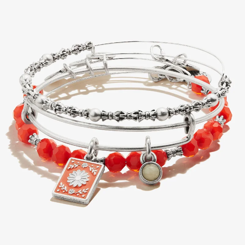 Huge Markdowns On Premium Jewelry Styles Daisy + Pineapple Jasper Duo Charm Bangle, Set of 3