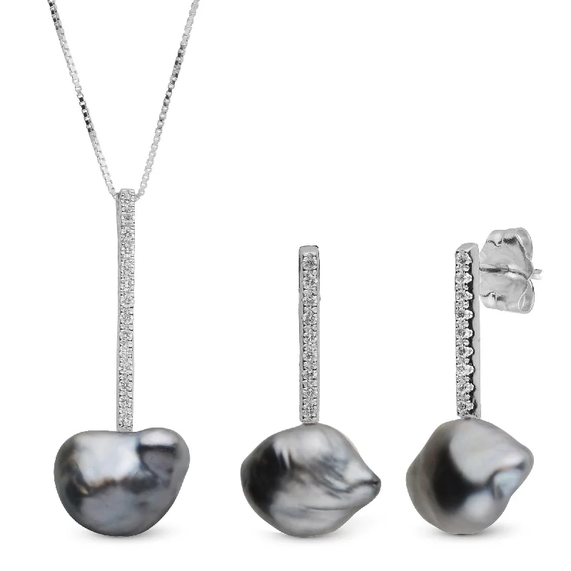 Bestselling Jewelry Now On Sale – Elevate Your Look Diamond Bar Collection Tahitian Keshi Pearl Pendant & Earrings Set