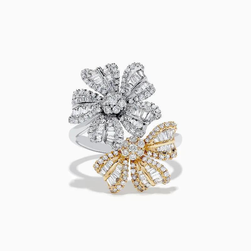 Exclusive Jewelry Discounts – Shop Now For Savings Duo 14K Two-Tone Gold Diamond Flower Ring