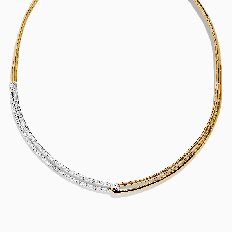 Unique Jewelry Designs Now At Discounted Rates Duo 14K Two Tone Yellow and White Gold Diamond Collar Necklace, 1.37 TCW