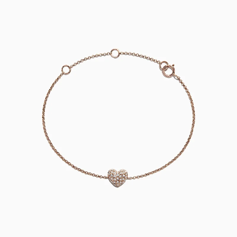 Shop Fine Jewelry With Exclusive Savings Kidz 14K Rose Gold Diamond Heart Bracelet, 0.14 TCW