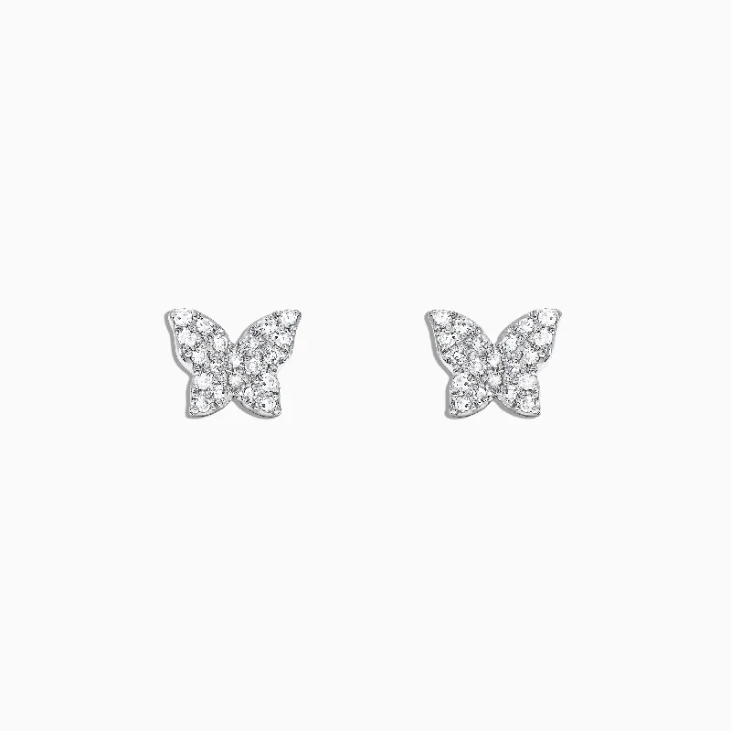 Exclusive Gemstone Jewelry At Special Prices Kidz 14K White Gold Diamond Butterfly Earrings, 0.13 TCW