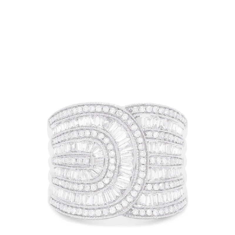 Don't Miss Out On Jaw-Dropping Jewelry Discounts Limited Edition 14K White Gold Diamond Art Deco Ring, 1.34 TCW