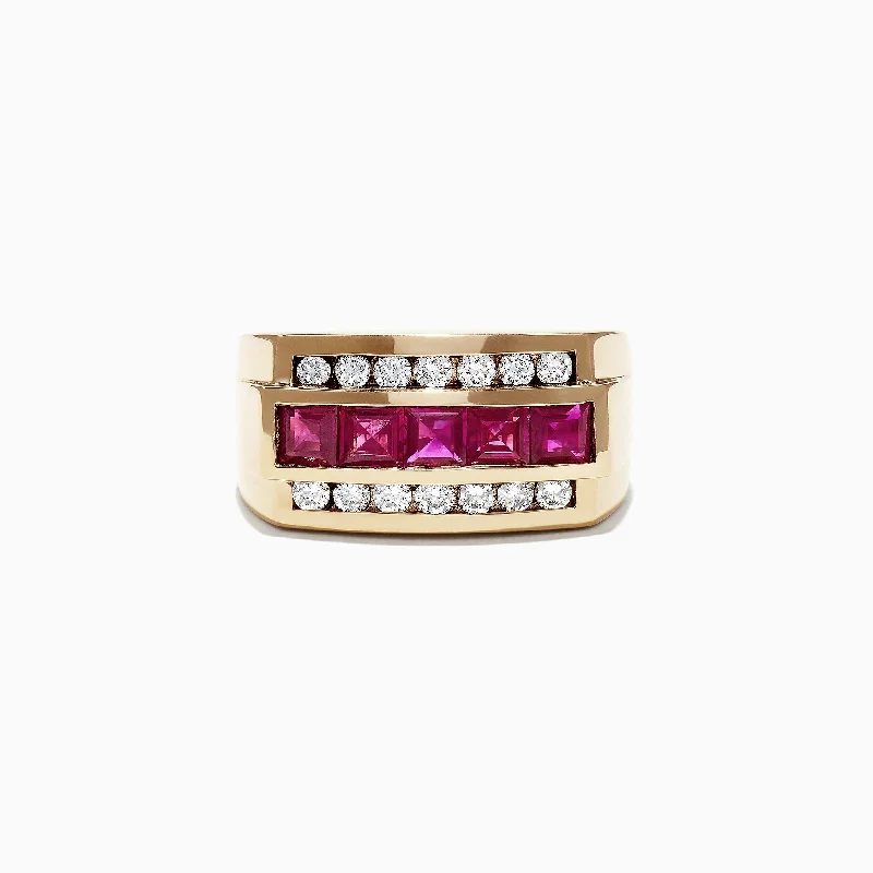 Shop Jewelry That Shines Without The High Price Men's 14K Yellow Gold Diamond Ruby Ring, 2.59 TCW