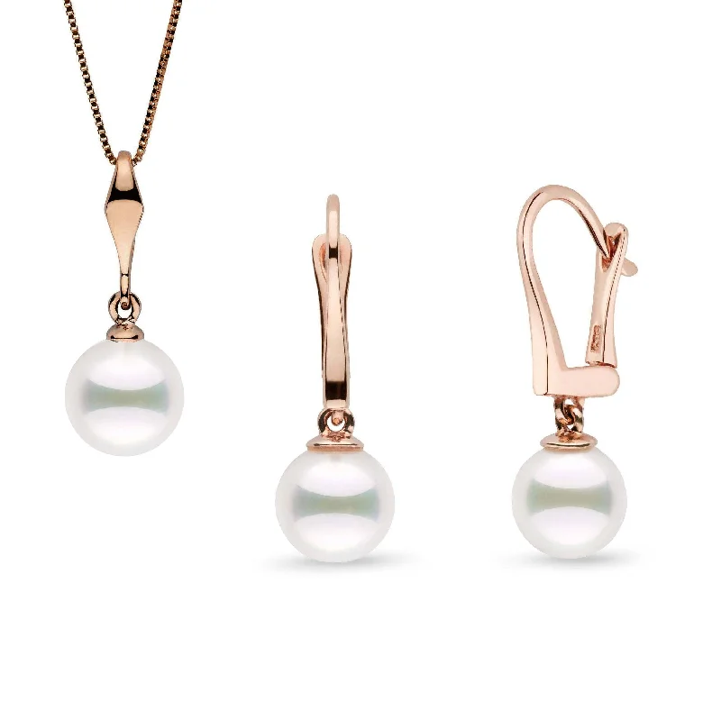 Adjustable Charm Bracelets For A Perfect Fit Essential Classic Collection 7.5-8.0 mm Akoya Pearl Pendant and Earrings Set