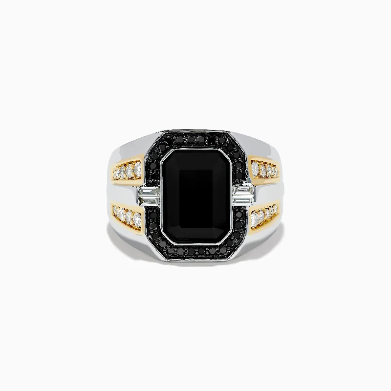 Seasonal Jewelry Clearance – Best Styles At The Lowest Prices Men's 14K White & Yellow Gold White and Black Diamond Onyx Ring