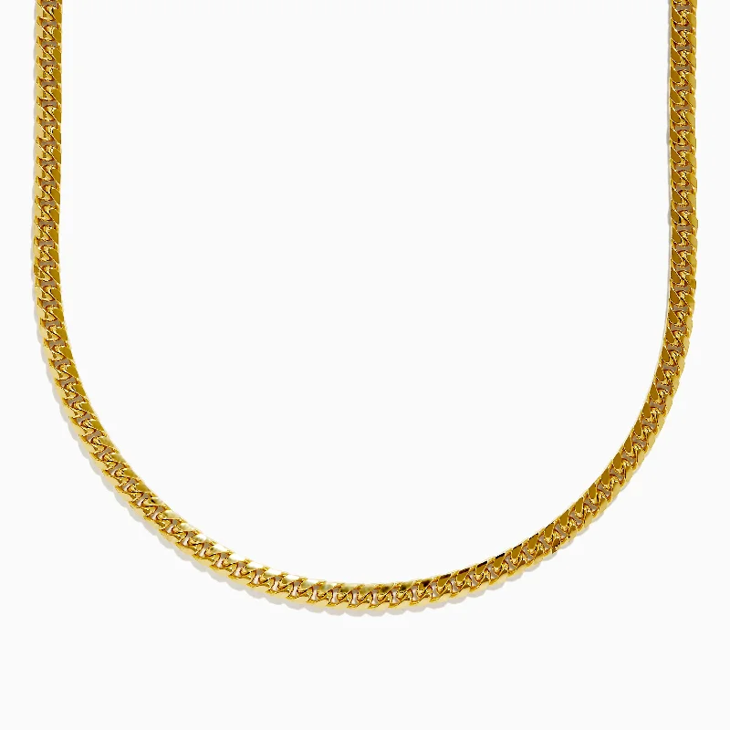 Affordable Gold-Plated Jewelry For Modern Fashion Men's 14K Yellow Gold 20" Solid Cuban Domed Chain