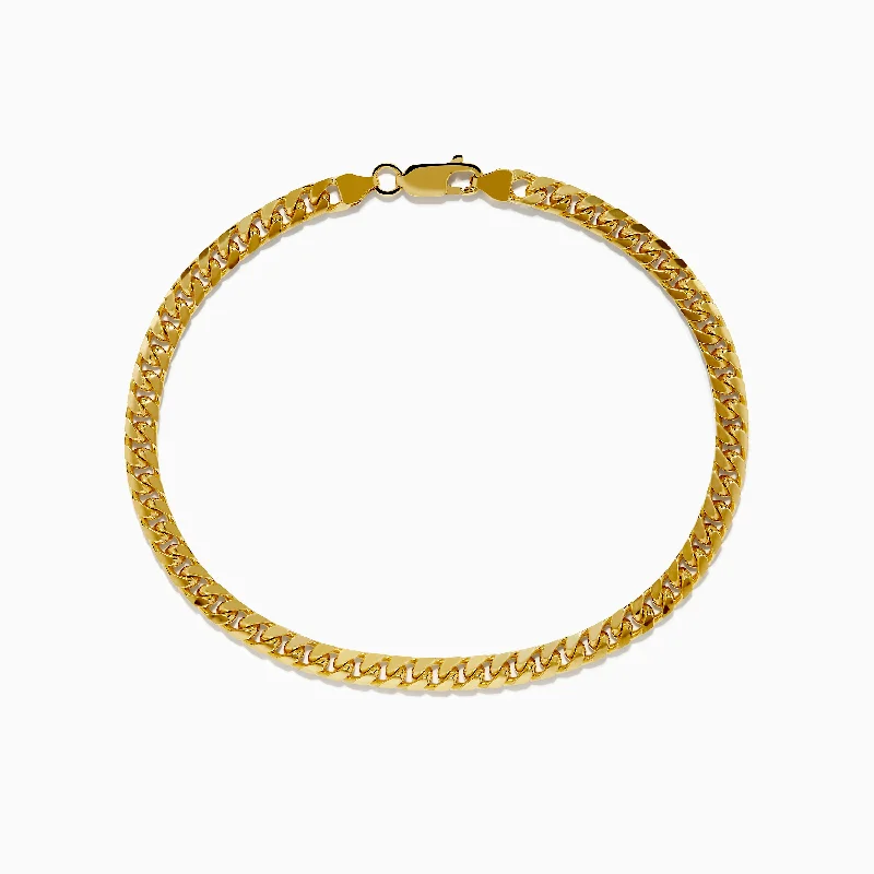 Bohemian-Inspired Jewelry For Free-Spirited Fashion Men's 14K Yellow Gold 4.5mm Solid Cuban Domed 9" Bracelet