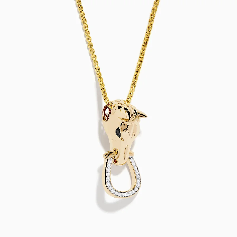 Exclusive Gemstone Jewelry At Special Prices Men's 14K Yellow Gold Diamond Horse Pendant