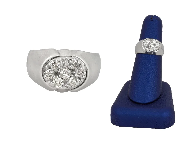 Must-Have Jewelry Pieces At Reduced Prices Men's Estate Solid 14K White Gold 0.63ctw Diamond Cluster Pinky Ring