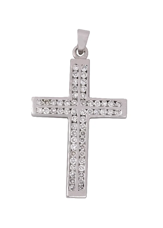 Limited Stock On Premium Jewelry At Low Prices Men's Modern 14K White Gold 2.80ctw Round Cut Diamond Cross Pendant