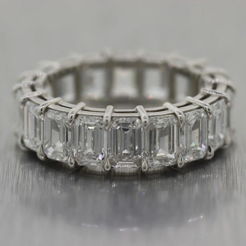 Limited-Time Offer On Elegant Jewelry Pieces Modern Platinum 7.63ctw Emerald Cut Diamond Eternity Band Ring