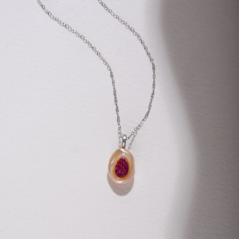 Last Chance To Grab Your Favorite Jewelry At A Discount Piccolo Finestrino Collection Freshwater Pearl Pendant with Ruby