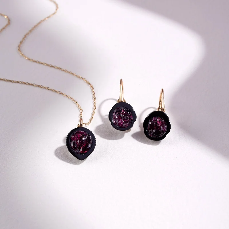 Flash Sale On Stunning Jewelry – Don't Miss Out Tahitian Pearl Geode Earrings & Pendant Set with Ruby