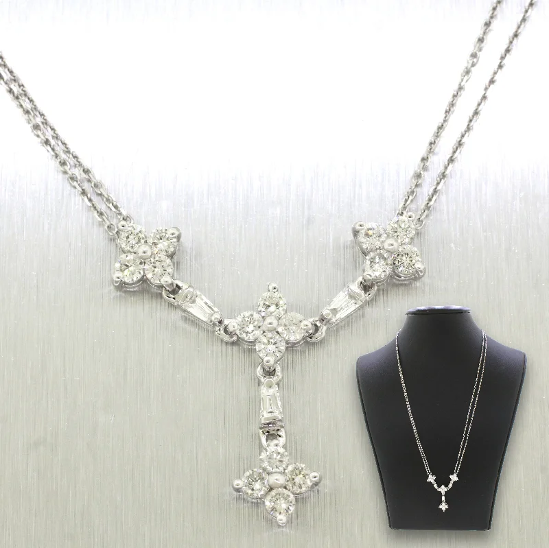 Trending Jewelry Styles Now At Limited-Time Discounts Vintage Estate 14k Solid White Gold 1.65ctw Diamond Drop Pendant Necklace