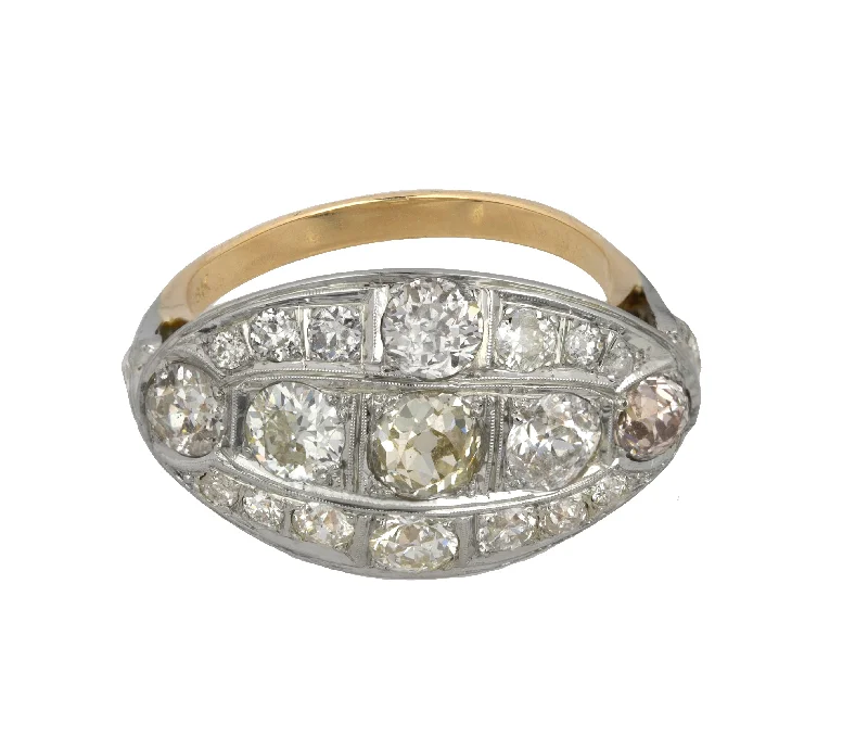 Luxury Jewelry At Unbeatable Discounts Women's Antique Estate 14K-18K Two-Tone Gold 2.91ctw Diamond Cocktail Ring