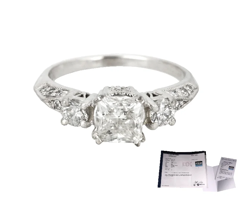 Jewelry Clearance Event – Stock Up Before It's Over Women's Vintage Platinum 1.24 CT G-H I1 Princess Cut Diamond Engagement Ring EGL