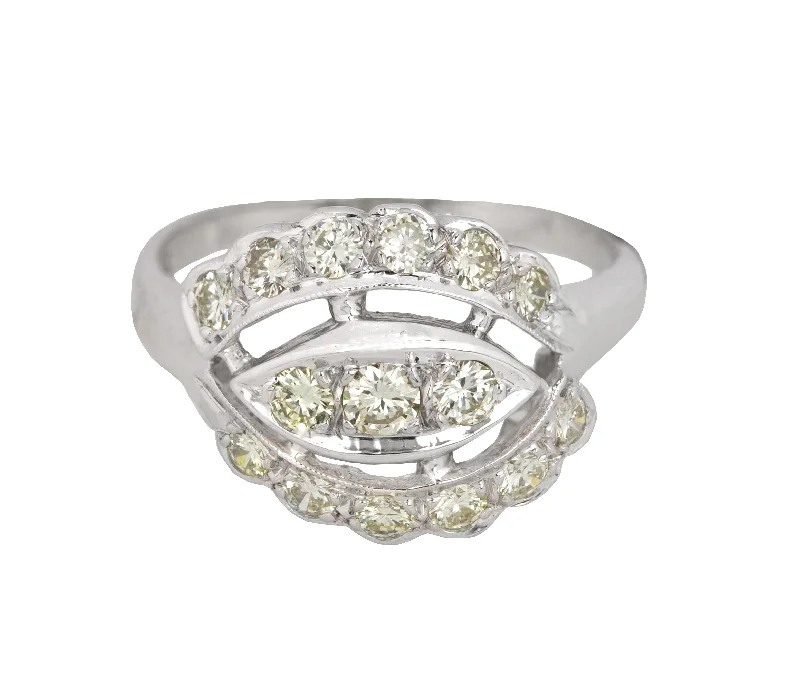 Exclusive Jewelry Offers – Shine For Less Women's Modernist 14k White Gold 0.80ctw Diamond Ornate Cocktail Ring